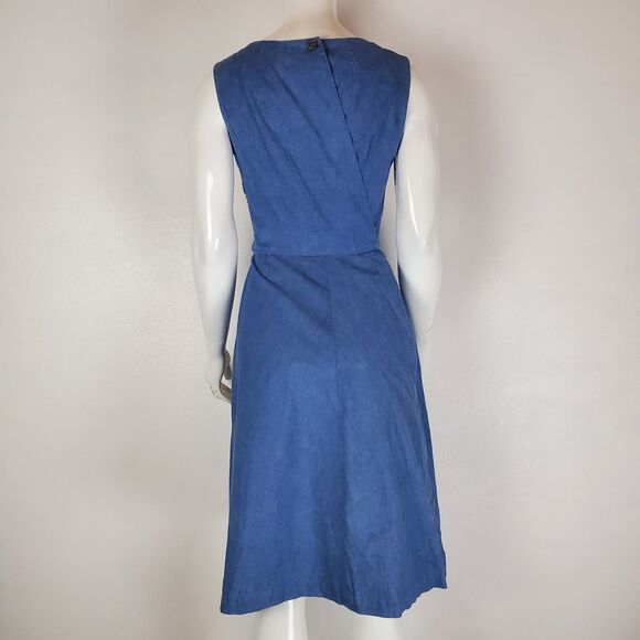 Vintage 50's Swirl Denim Apron Wrap Dress - Picture 3 of 8